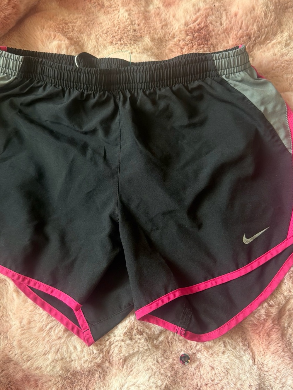 Nike Women’s Black Athletic Shorts with Pink Trim